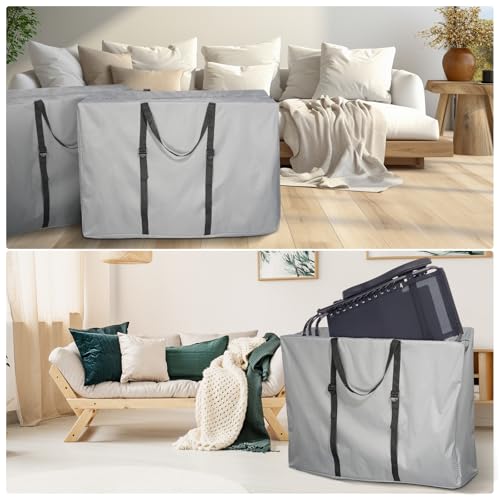 Large Outside Folding Chair Storage Bag with Zipper and Handles, 600D Folding Chair Carry Bag for Zero Gravity Chair Cover, Portable Folding Lounge Chair Carrying Bags, 43" L x 11" W x 29" H (Gray) - color: Gray - 1 Pack