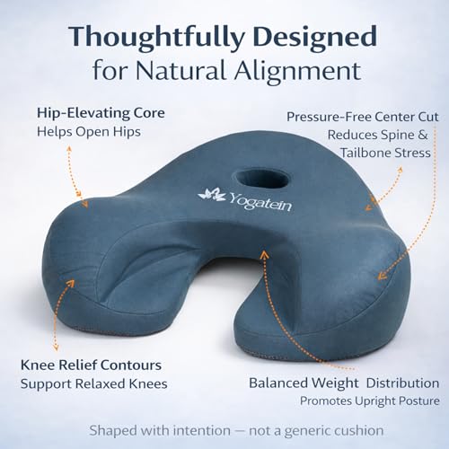 Ergonomic Meditation Cushion with Foot Rest & Carry Strap – Large Floor Cushion for Adults – Meditation Seat & Yoga Cushion for Mindfulness, Sound Healing & Reiki - color: Blue