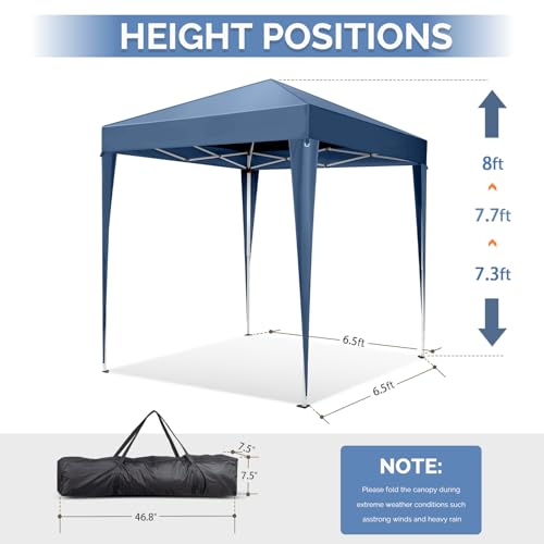VINGLI 6.5x6.5 Pop Up Canopy Tent with Sidewalls, Outdoor Gazebo Canopy Tent, Patio Event Tents Outdoor Event Shelter for Parties (Blue) - color: Blue, size: 6.5x6.5