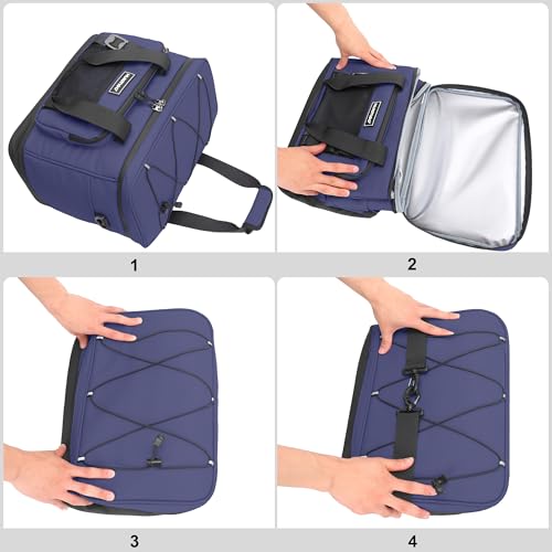 Hulongo Insulated Foldable Collapsible Cooler Bag Soft Sided Cooler for Picnic, Camping, Grocery Shopping, Beach, 30L - color: dark blue