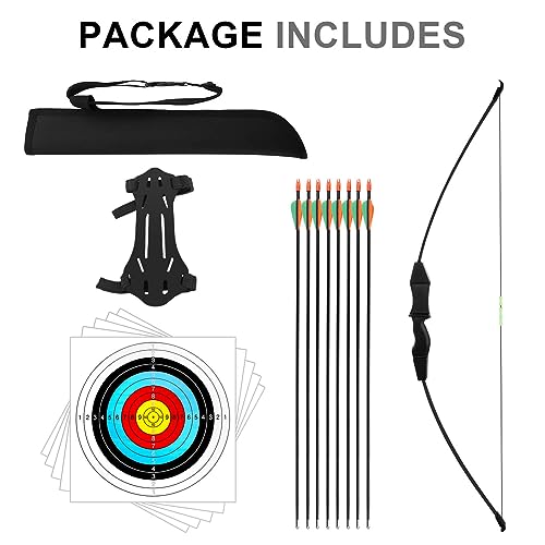 Dostyle 44" Bow and Arrow Set for Kids Children Outdoor Youth Recurve Bow Junior Archery Training for Kids Teams Game Gift - color: Black