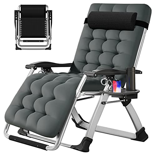 Slsy Zero Gravity Chair, Reclining Lounge Chair with Removable Cushion & Tray for Indoor and Outdoor, Patio Recliner Folding Reclining Chair - color: Brume, style: Zero Gravity Chair