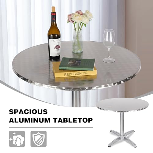 REDCAMP 32" Cocktail Table with Black Cover, Round Bar Table Pub Table for Parties Restaurant, 30" /43" Two Heights Adjustable - color: Black Cover Set, 1, size: 32" Round Table