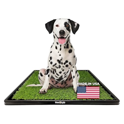 PawLyfe Potty Lawn - 20"x25" Artificial Grass Patch with Tray - Indoor and Outdoor Reusable Grass Pee Pad for Dog Training - Non-Toxic - Easy to Clean - Perfect for Apartments and on Balcony or Porch