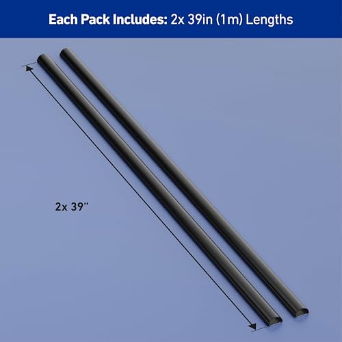 D-Line Half Round Cord Hider, Patented Cable Cover, Hide TV Wall Mount Wires, Raceway for Cords, Decorative Wire Covers, Paintable, Adhesive Cable Concealer - 2X 1.18in W x 0.59in H x 39in L - Black - color: Black, size: 1.18x0.59in - 2x 39in