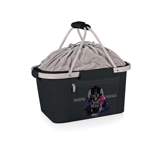 Picnic TIME Metro Shopping Basket Cooler, Insulated Collapsible Picnic and Market Basket with Aluminum Frame and Drawstring Top for Travel and Groceries - color: Star Wars Darth Vader - Black