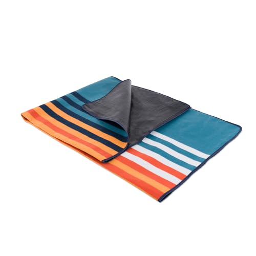 Picnic TIME Outdoor Picnic Blanket Tote, 59"x51" Foldable Beach & Camping Blanket with Soft Fleece, Water-Resistant Bottom, Adjustable Strap & Zippered Pocket (Marine Stripe) - color: Marine Stripe
