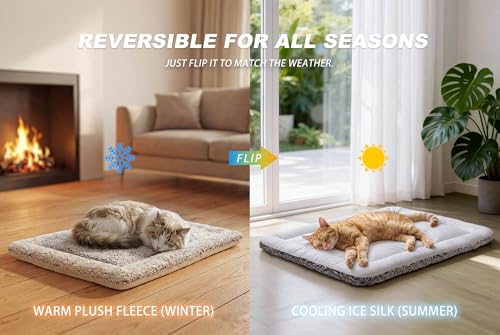 Dog Cooling Mat, Self Warming Cat Bed, Reversible Warm & Cooling Cat Bed, Winter Warm Cat Pad & Summer Cooling Cat Mat for Kittens & Small Dogs, Perfect for Crates, Beds & Sofas, Gray, 18" x 24" - color: Gray, size: 18"x24"
