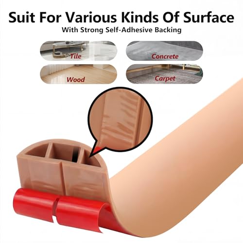 4FT Floor Cord Cover,Brown Cable Protector,Self Adhesive Hide Extension Cords,Prevent Cable Trips for Offices, Gyms,Cavity: 0.39"(W) x 0.27"(H) - size: 4FT brown