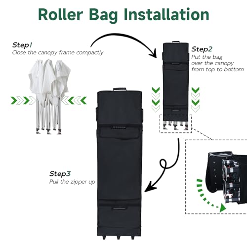 Canopy Portable Folding Bag for 10x10 Pop Up Canopy Tent, Heavy Duty Roller Bag Wheeled Bag, 10x10 FT - size: 10x20
