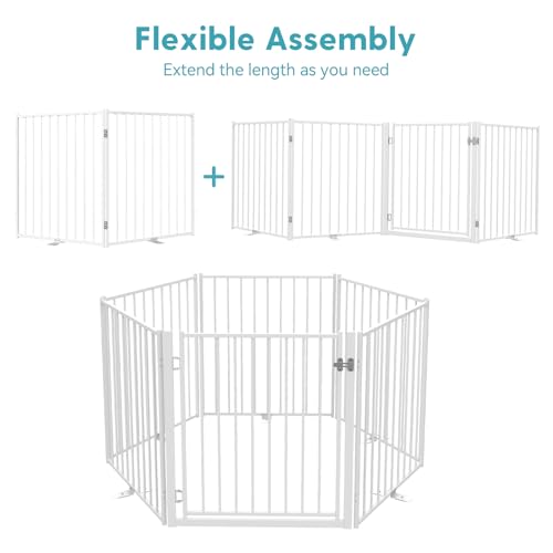 No Pawblems Free Standing Dog Gate, 30" Tall Foldable Dog Fence for Indoor, Up to 52 Inch Extra Wide Puppy Gate Extension for Stairs, Hallways, Doorways, Deck, Yard (White, 2 Panels) - color: White, size: Up to 52" W, 2 Panels