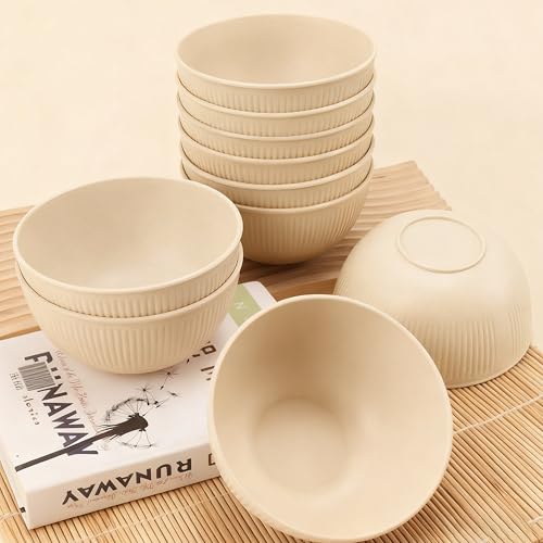 Wheat Straw Bowls Set, 26 oz Unbreakable Soup Bowls, Lightweight Anti-Scald Cereal Bowls, Microwave & Dishwasher Safe for Ramen, Salad, Oatmeal & Rice - color: Beige