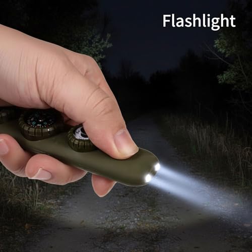 Multifunctional Survival Emergency Whistle for Kids with Compass Hiking Survival, Thermometer & Neck Lanyard | Emergency Safety Gear for Hiking, Camping, Kayaking, Boating, Climbing - color: army green2pcs
