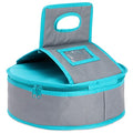 Insulated Round Thermal Casserole Food Carrier for Lunch, Lasagna, Potluck, Picnics, Vacations - Teal and Grey - size: 12.25x12.25x4.5