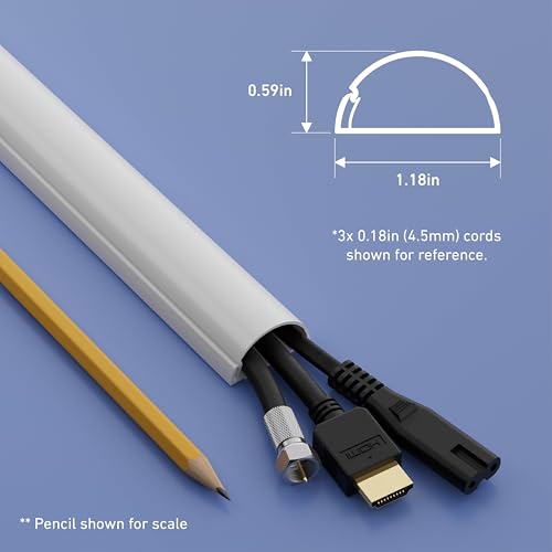 D-Line Half Round Cord Hider, Patented Cable Cover, Hide TV Wall Mount Wires, Raceway for Cords, Decorative Wire Covers, Paintable, Adhesive Cable Concealer - 2X 1.18in W x 0.59in H x 39in L - White - color: White, size: 1.18x0.59in - 2x 39in