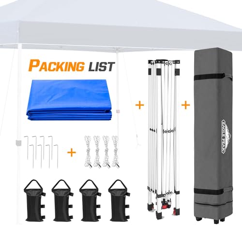 EAGLE PEAK Pop Up Canopy Tent with Wheeled Carry Bag, 8 Stakes, 4 Ropes, 4 Weight Bags, Easy Set Up Tent Canopy, 10x10 ft, 100sqft of Shade, Blue - color: Blue, size: 10x10