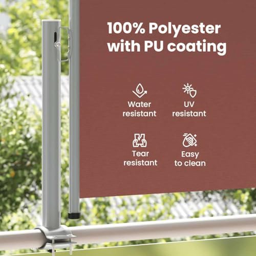 vidaXL Retractable Patio Side Canopy 100x300cm Brown - color: Brown, size: 100 x 300 cm