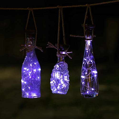 YJFWAL Upgraded 12 Pack Solar Wine Bottle Lights, 20 LEDs Waterproof Copper Light, Bottle Light Fairy Cork String Lights for Yard Patio Decor, DIY Birthday Gift for Mom Grandma Girlfriend(Cool White) - color: Cool White (Square Shaped), size: 12 Pack