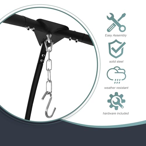 Sorbus Tripod Hanging Chair Stand – 330lbs Capacity, Heavy Duty Steel, Rust Resistant, Adjustable Hammock Frame for Saucer, Air Porch, Indoor/Outdoor Use – Swing Not Included