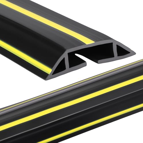 Pangda 10 FT Floor Cable Cover Heavy Duty Cord Cover Protector Power Cable Protector Soft Extension, Organize and Protect Wire on Floor for Home Office or Outdoor Settings (Black, Yellow) - color: Black、yellow, size: 10 ft