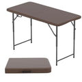 BestOffice 4 FT Picnic Table Folding Table Camping Plastic Table Fold Up Table Lock for Party Event, Brown Ratten - color: Brown Ratten, size: 4 FT