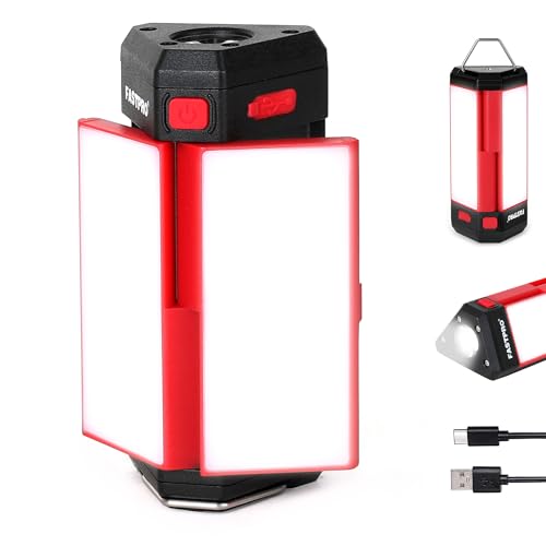 FASTPRO LED Camping Lantern, Rechargeable Camp Light with Max 1000LM, 4000mAh, Small & Portable Flashlight for Camping, Outdoor Survival, Hiking, Hurricane Power Outages, Emergency-Red - color: Red