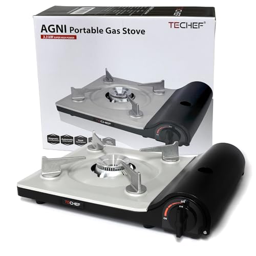TECHEF - AGNI Portable Butane Gas Stove Burner, Made in Korea (Stove + 4 Butane) - size: Slim Design Stove + 4 Butane
