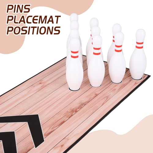 Mini Bowling Set, Indoor & Outdoor Home Bowling Alley Set with Thicken Lane, Bowling Pins & Ball Set for Family & Friends, Diatomite & Rubber Materials Lane (Upgrade)