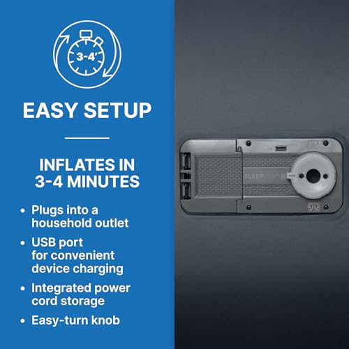 SleepLux Twin Air Mattress | Supersoft Snugable Top, Extra Durable Tough Guard with Built-in Pillow | Raised 18" Airbed with Built in Pump + USB Charger (69086E) , Grey - style: Twin ToughGuard 18"