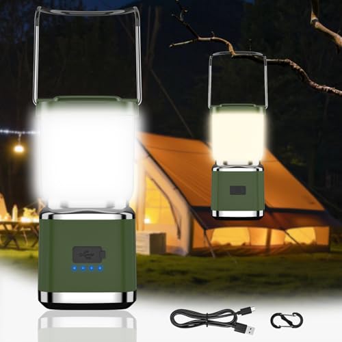 LED Camping Lantern, 1000 Lumens Camping Lantern Rechargeable with 4 Light Modes, Waterproof, Camping Essentials, Mini Lantern Flashlight for Camping, Hurricane, Emergency, Hiking, Power Outages - size: Dark Green-1 PACK