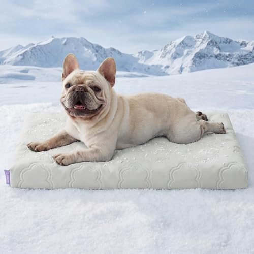 LE SURE Cooling Dog Bed Medium Size Dog, Q-Max>0.5 Cooling Mat with Removable Washable Cover, Breathable Orthopedic Egg Crate Foam Summer Pad for Active/Long-Haired/Senior Pets/Cats/Puppy, 29x18 Inch - color: Cooling Gray, size: 29x18x2.8
