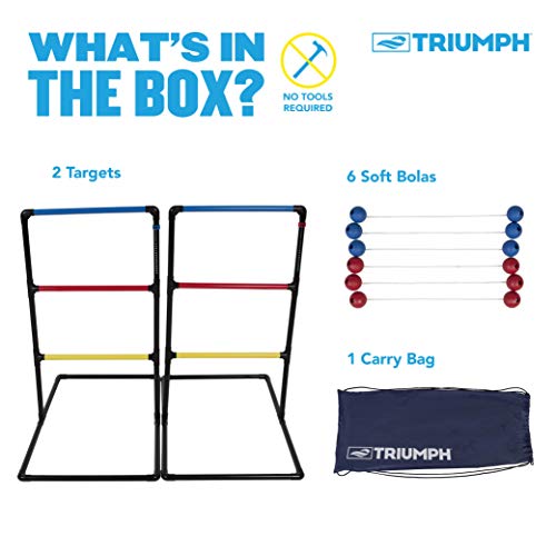 Triumph Premium Ladder Toss Outdoor Game Set with 6 Soft Bola Balls, Travel Carrying Case and Score Trackers - Choose Between Classic and All Pro Series - color: Classic