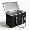 Insulated Food Delivery Bag, Large Durable Reusable Shopping Grocery Bag with Zipper – Foldable Thermal Cooler Bag for Hot & Cold Food, Pizza Delivery & Catering - color: Black 1