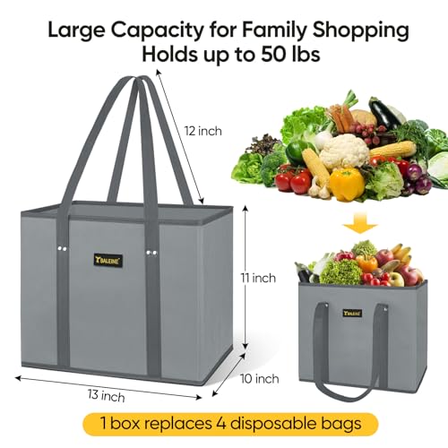 BALEINE 3Pk Reusable Grocery Bags, Foldable Shopping Bags for Groceries with Reinforced Bottom & Handles (Plaid Check) - color: Plaid Check, size: 3 Pack