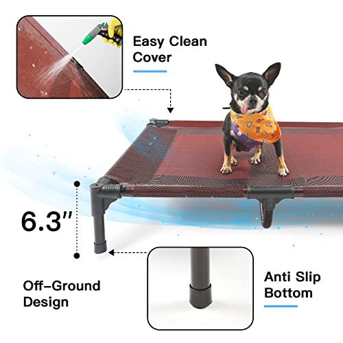 suddus Elevated Dog Bed Waterproof Outdoor, Portable Raised Dog Beds, Dog cots Off the Floor, Dog Beds Easy Clean Indoor or Outdoor Use, Medium, Red - color: Red, size: M (30"Lx 23"Wx6.3"H)