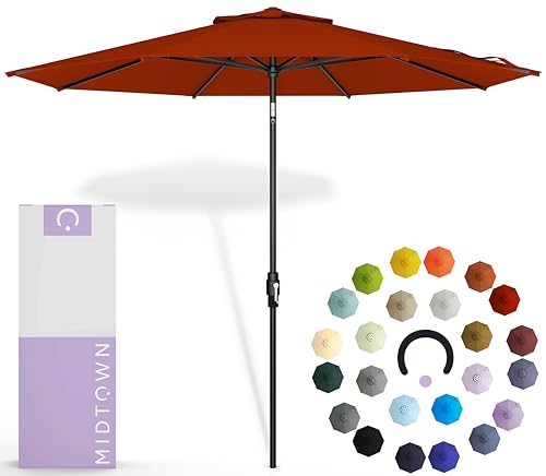 Midtown Umbrellas – The Swilt 10 Ft Patio Umbrellas with 360° Swivel & Tilt Mechanism, 8 Fiberglass Ribs & Terylast Polyester Fabric for Backyard, Deck, Pool & Cafes - Apple Canopy, Black Pole - color: Terylast Apple, size: 10 Feet