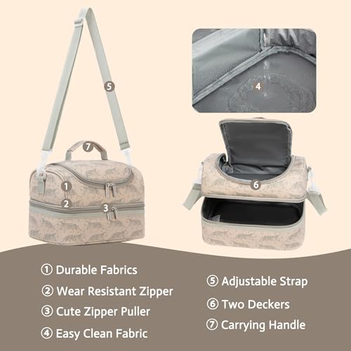 Insulated Kids Dual Compartment Lunch Bags Tote for Girls Boys Toddler Lunch Boxes Pre-School Toddler Kindergarten Picnic Camp Food Cooler Thermal with Strap (Z Tiger) - color: Z Tiger
