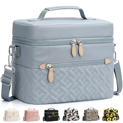 Capolo Lunch Box for Women Men Adults,Insulated Lunch Bag Leakproof Lunch Cooler Box with Removable Strap Cute Lunch Tote Bags Reusable Thermal Lunchbox for School Work Picnic(Small,Blue) - color: Blue, size: Small