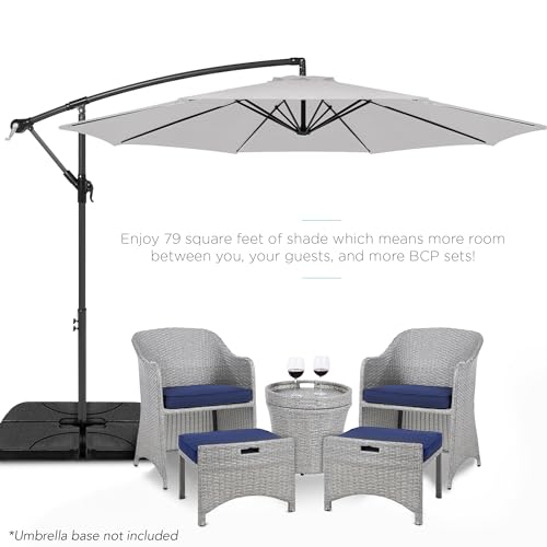 Best Choice Products 10ft Offset Cantilever Hanging Market Patio Umbrella, 8 Sturdy Ribs, Easy Adjustment - Fog Gray - color: Fog Gray, size: Offset