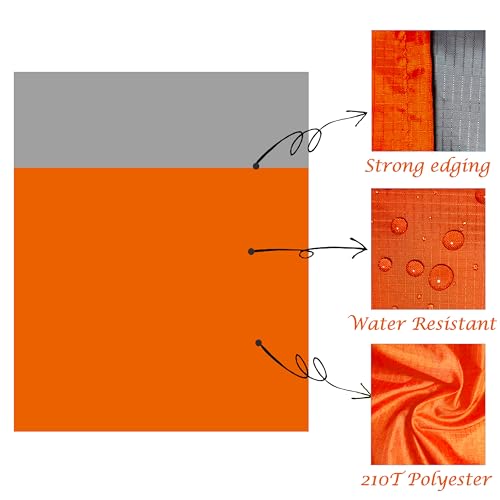 Outdoor Pocket Blanket Extra Large Beach Blanket Sandproof 82″x 78″for 4-6 Adults Compact Foldable Quick Drying Lightweight Picnic Blankets Waterproof with 4 Stakes & Bag (Orange+Grey) - color: Orange+grey