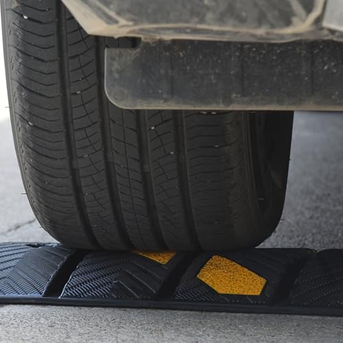 OrangeStar 6Ft Portable Rubber Speed Bump, Heavy Duty Speed Hump w/Reflective Yellow Strips for Asphalt Concrete Driveway Gravel(No Screws) - size: Portable Ramp-1 Pack