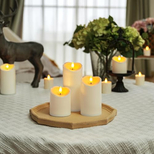 Homemory Flameless Candles with Timer and Remote Control, Battery Operated LED Candles, Realistic Fake Plastic Candles for Wedding, Festival, Home Decor, Waterproof Outdoor, D3”H4”6”8” - color: Ivory White, size: D3"H 4"6"8"