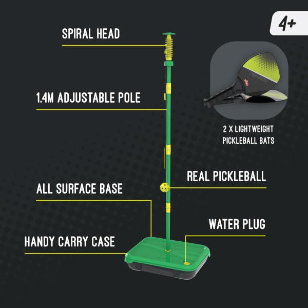 Swingball Pickleball Paddles Tether Tennis Game Set - Portable All-Surface Base, Durable, Easy Assembly, Indoor & Outdoor Games, Backyard Games for Kids, Active Play for Kids and Families, Ages 4+