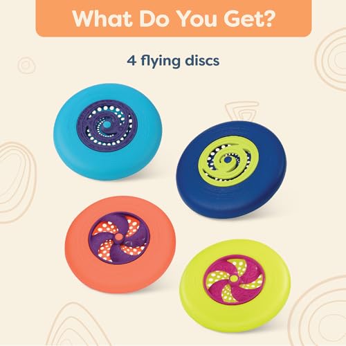 B. toys – Flying Disc Set – 4 Colorful Flying Discs – Outdoor Sports & Games for Kids – Discs Set for Backyard, Park, Beach – Disc – Oh – 4+ Years