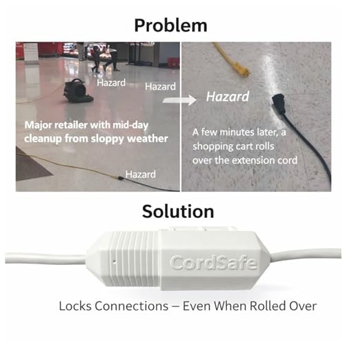 Extension Cord Connection Protector by CordSafe Plus, Weather-Resistant, Fits 18–12 AWG, Helps Keep Plugs Secure, Made in USA - color: Black, size: 1 Pack