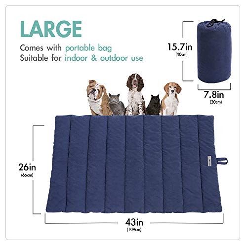 CHEERHUNTING Outdoor Dog Bed, Waterproof, Washable, Large Size, Durable, Water Resistant, Portable and Camping Travel Pet Mat - color: Dark Blue, size: Large