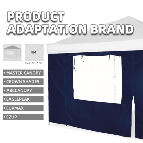 Sunshade Sidewall, Canopy Saidwall with Door and Window for 10×10 Pop Up Straight Leg Canopy Tent, Outdoor Instant Canopies Wall, 1 Pack Canopy Sidewall Only (Spliceable, Navy) - color: Navy - Spliceable
