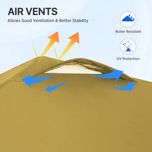 EAGLE PEAK Pop Up Canopy Tent with Wheeled Carry Bag, 8 Stakes, 4 Ropes, Easy Set Up Tent Canopy, 8x8 ft, Beige - color: Beige, size: 8x8