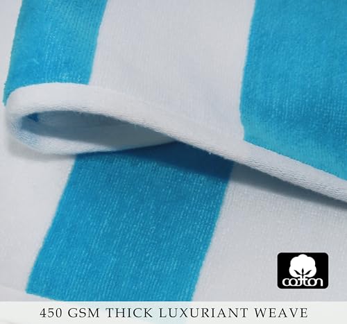 COTTON CRAFT Hooded Beach Towel - Oversized XXL 35x84 Towel with Hood for Adults - The Big Kahuna 7 Foot Beach Blanket Towel - Big & Tall Soft 100% Cotton Velour - Pool Bath Wrap - Cabana Stripe Aqua - color: Cabana Stripe - Aqua, size: 1 Pack - 35x84 Hoo