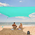 WEKAPO Beach Tent Sun Shelter - Easy Setup Beach Canopy with 4 Sturdy Poles, Large Sandbags and Shovel, 6'7'' Tall, Windproof Sun Shade for Backyard and Camping, UPF 50+ Protection - color: Turquoise, size: 8x8 FT 4 Pole